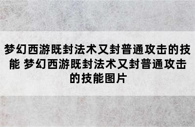 梦幻西游既封法术又封普通攻击的技能 梦幻西游既封法术又封普通攻击的技能图片